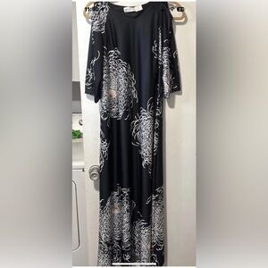 VINTAGE LIBERTY HOUSE HAWAII MAXI COLD SHOULDER BUTTON ARMS HAWAIIAN DRESS SZ 8